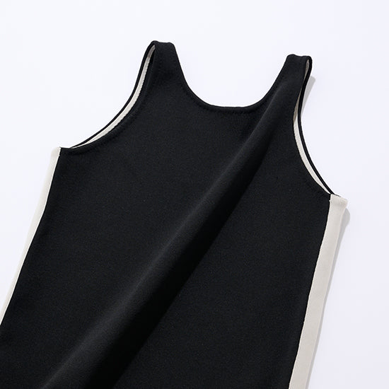 THIRD MAGAZINE Line Knit Dress β Washable Polyester Shift Dress (Black)