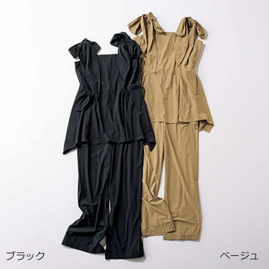 Lapan Bustier-Style Ribbon Jumpsuit – Black / Beige