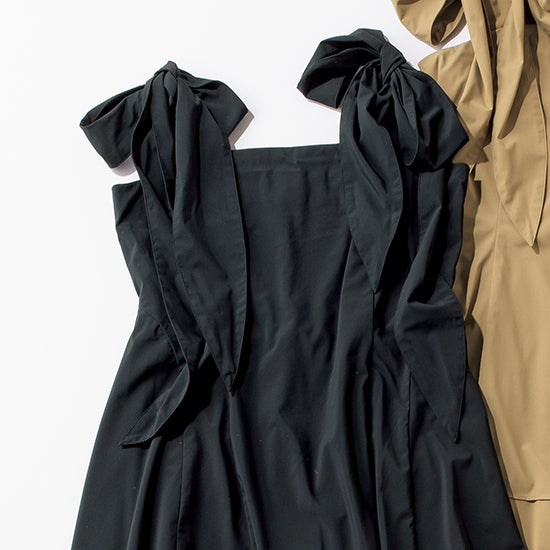 Lapan Bustier-Style Ribbon Jumpsuit – Black / Beige