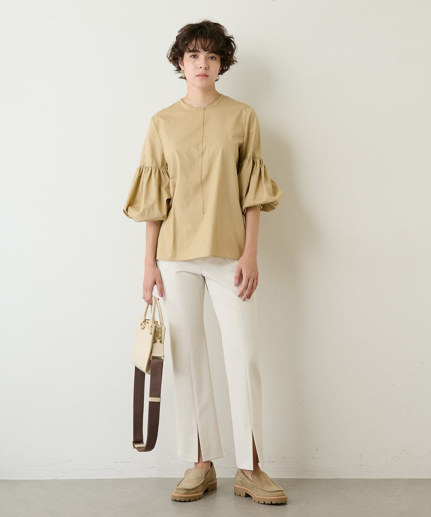 Whim Gazette Front Slit Pants | Elegant Slim Flare Trousers Made in Japan