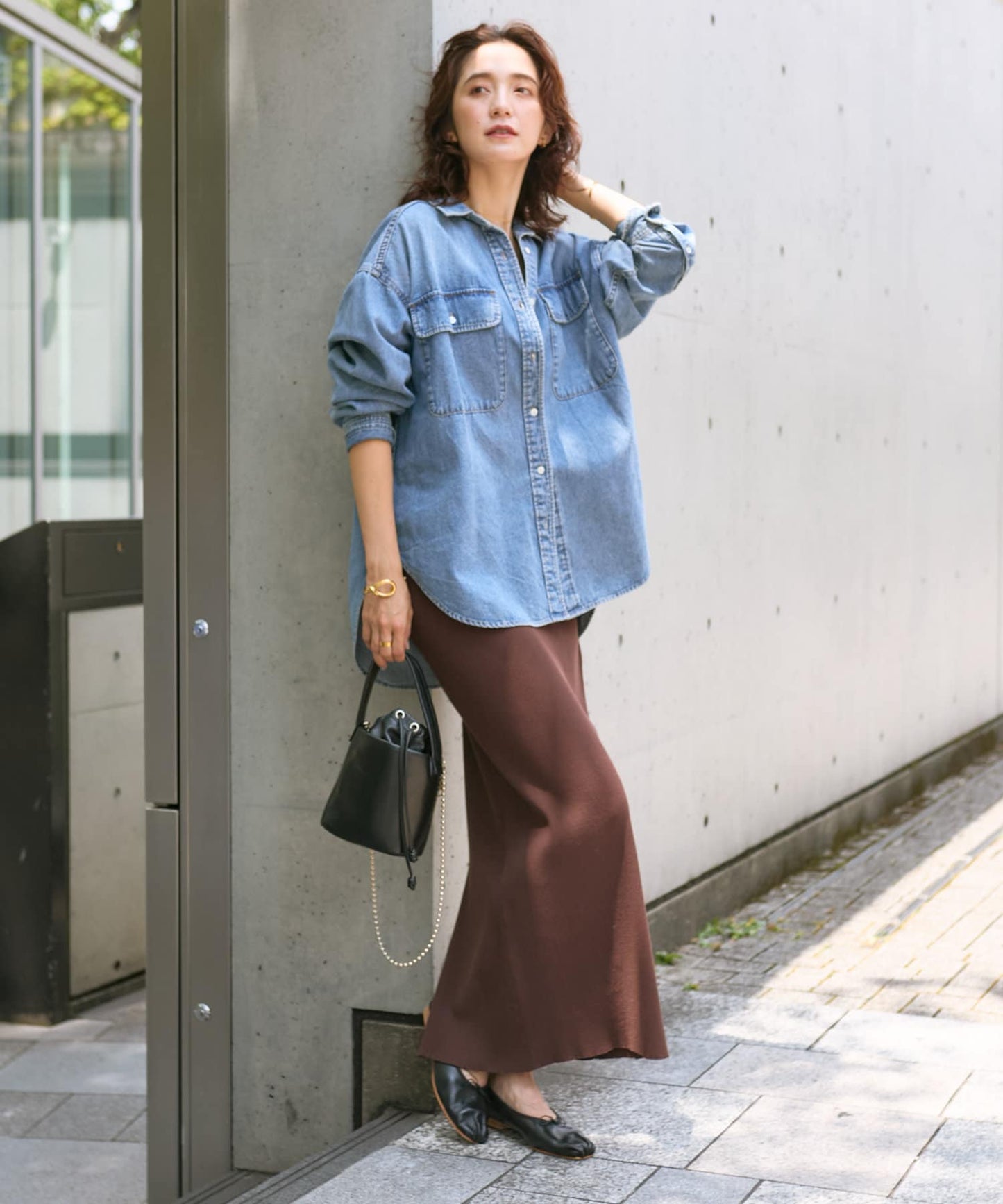 RIVE DROITE Rib Knit Tight Skirt Minus 3kg Slim Look High-Rated Comfort