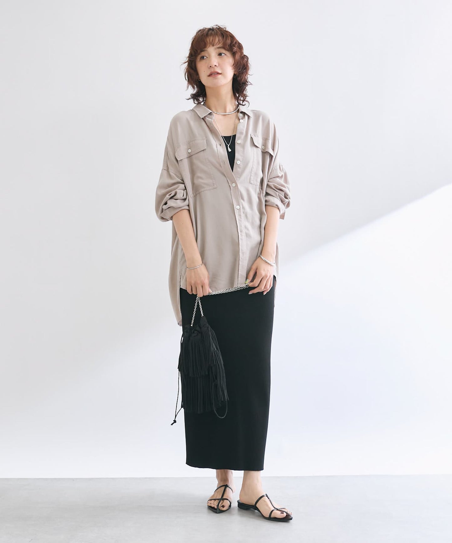 RIVE DROITE Rib Knit Tight Skirt Minus 3kg Slim Look High-Rated Comfort