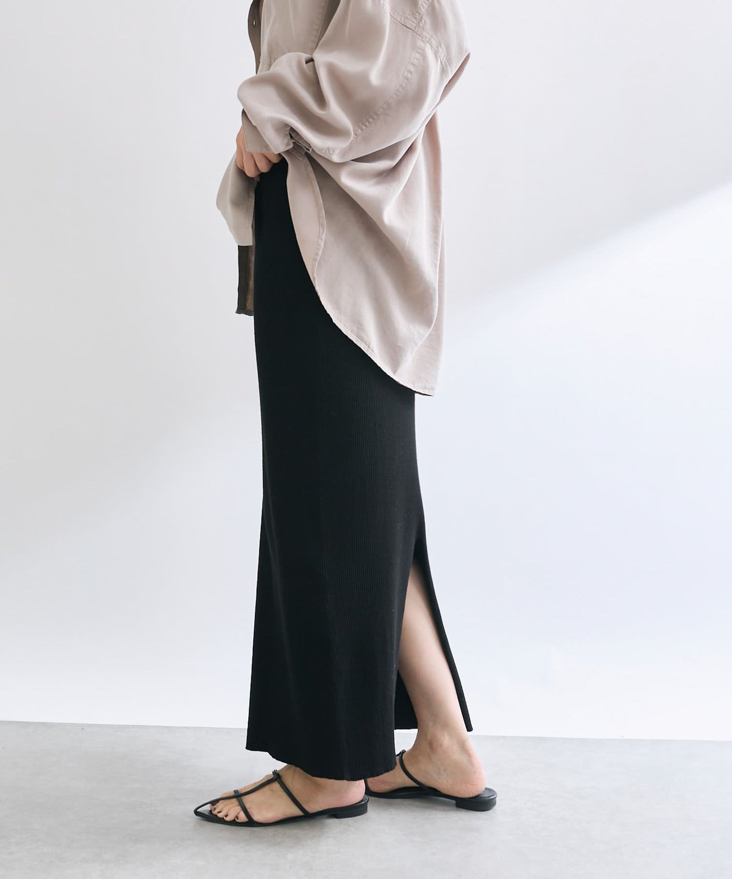 RIVE DROITE Rib Knit Tight Skirt Minus 3kg Slim Look High-Rated Comfort