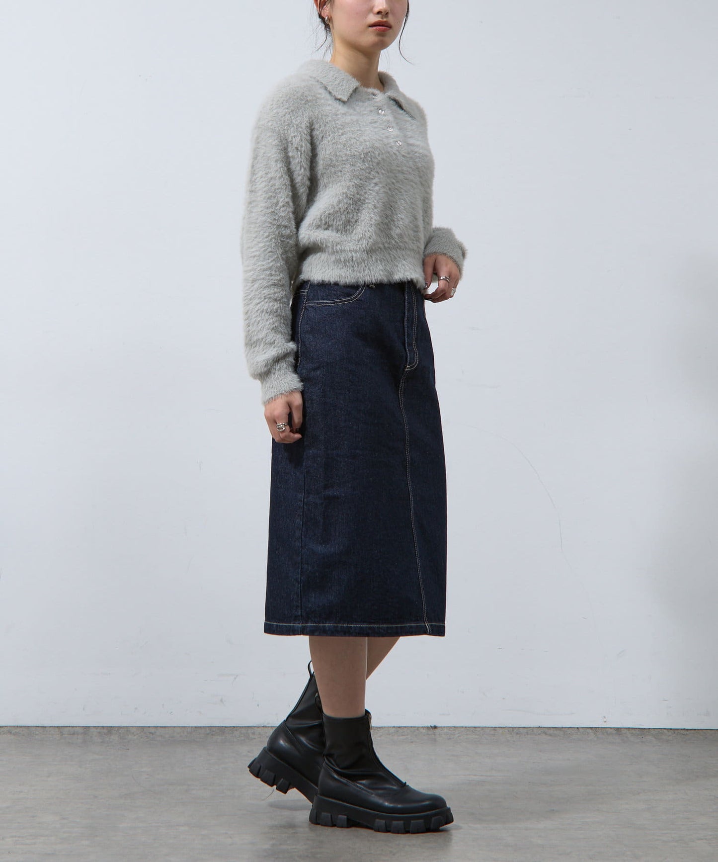 COLONY 2139 Back-Slit Midi Denim Skirt Timeless & Versatile All-Season Essential