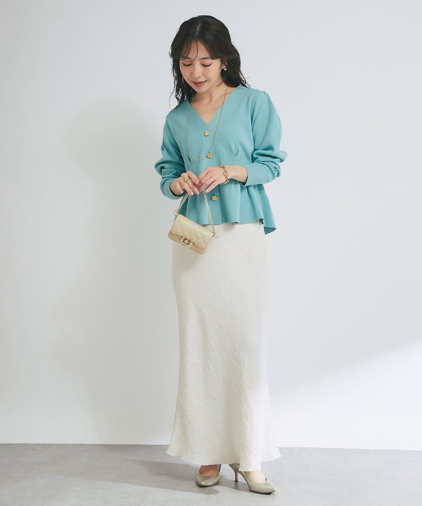 La boutique BonBon Satin Long Narrow Skirt Shimmery Elegance with Petite & Tall Sizes