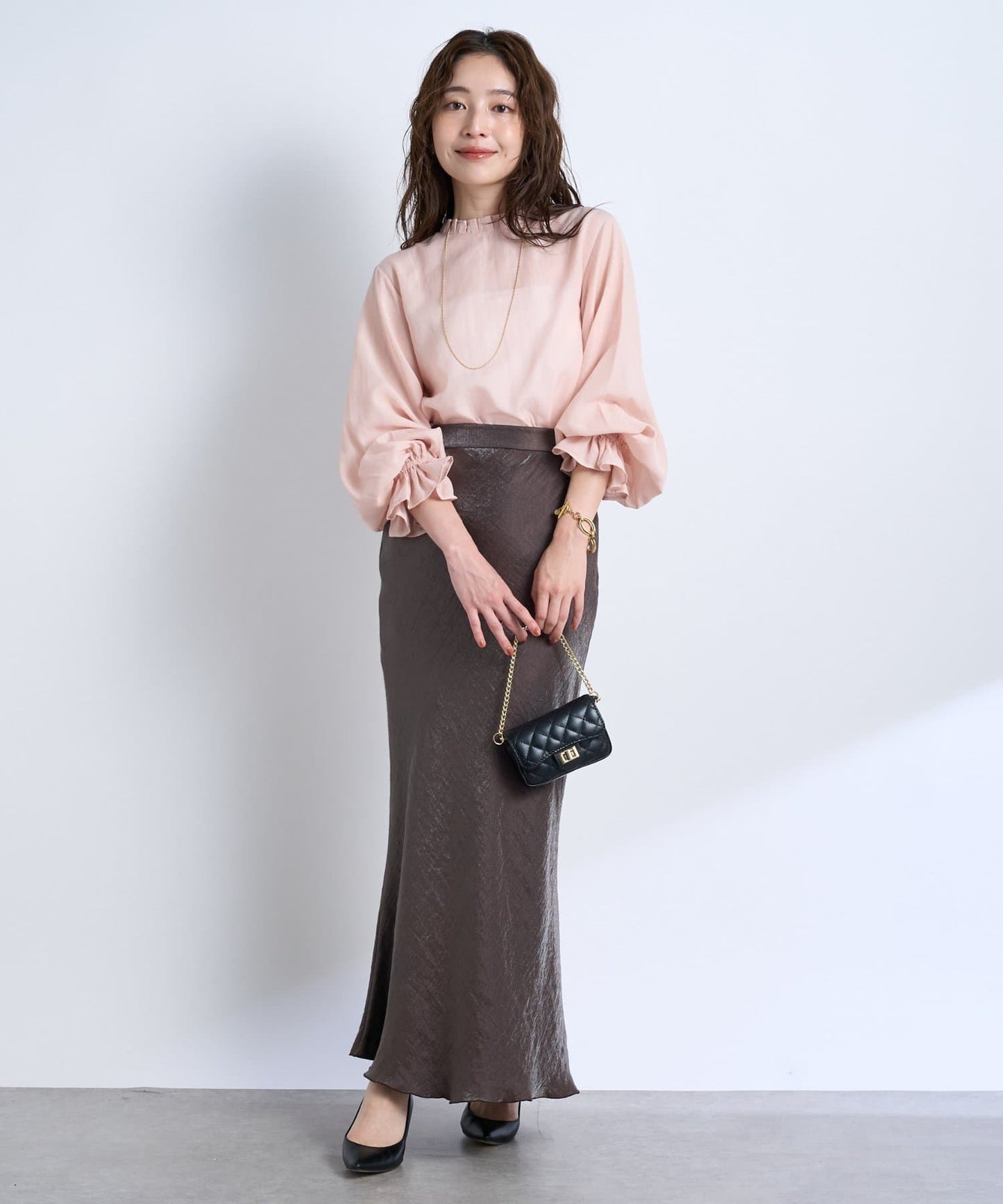 La boutique BonBon Satin Long Narrow Skirt Shimmery Elegance with Petite & Tall Sizes