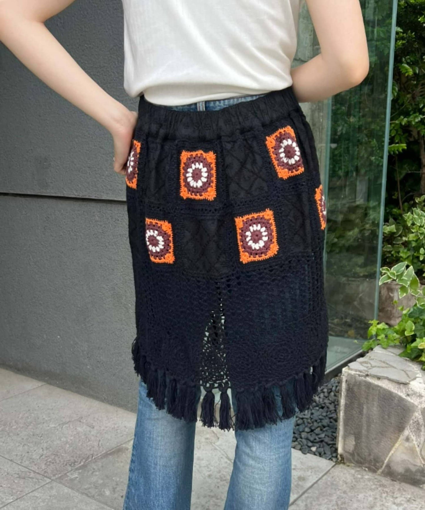 CIAOPANIC TYPY HELLO.SANFRANCISCO Crochet 2-Way Wrap Skirt Retro Flower Motif Layering Piece