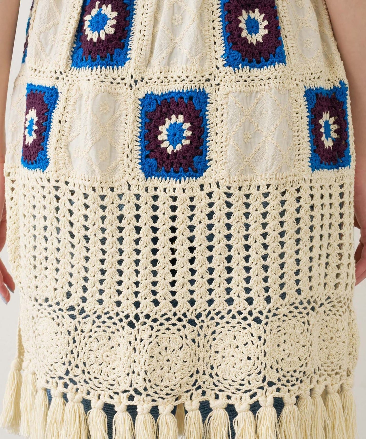 CIAOPANIC TYPY HELLO.SANFRANCISCO Crochet 2-Way Wrap Skirt Retro Flower Motif Layering Piece