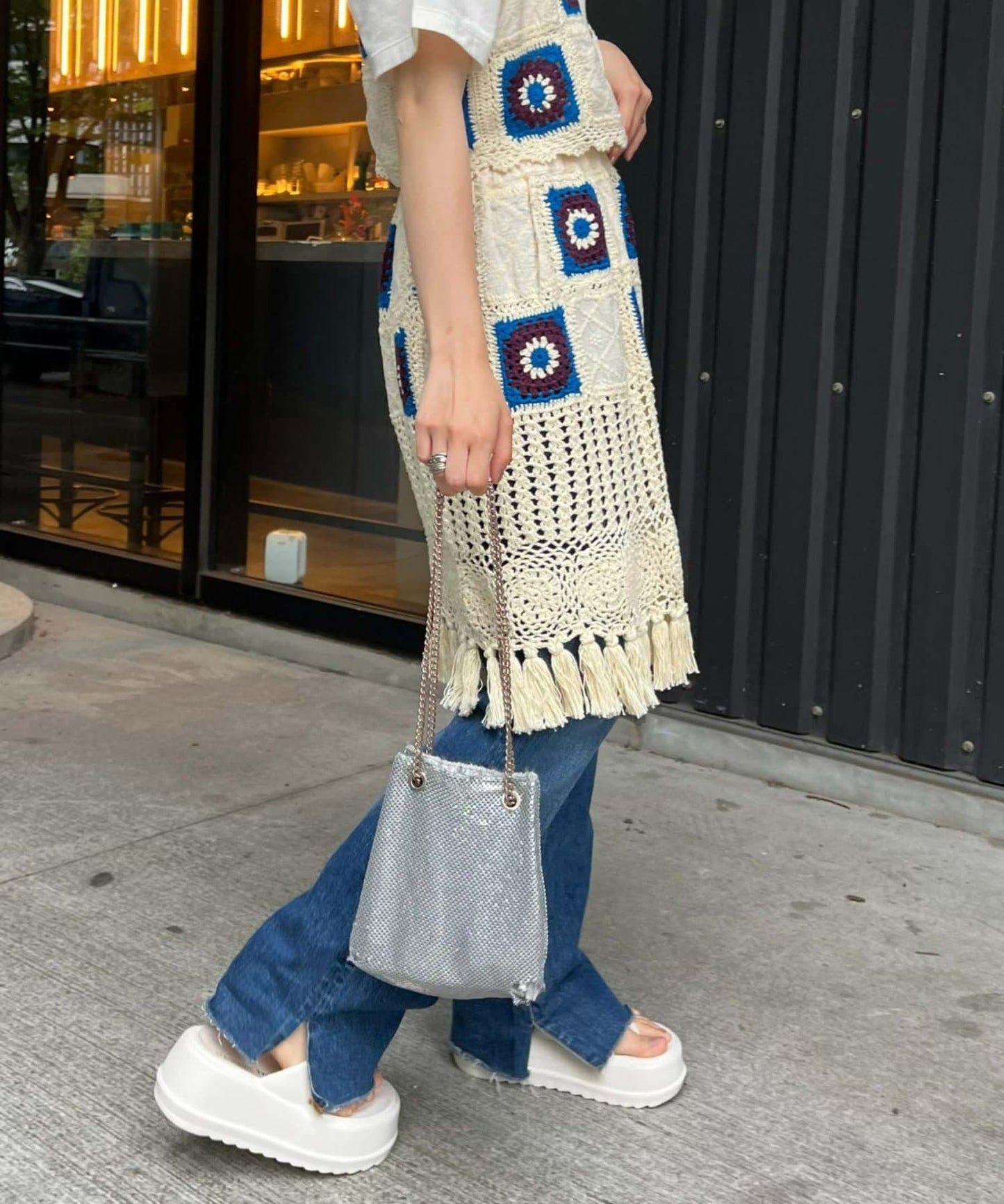 CIAOPANIC TYPY HELLO.SANFRANCISCO Crochet 2-Way Wrap Skirt Retro Flower Motif Layering Piece