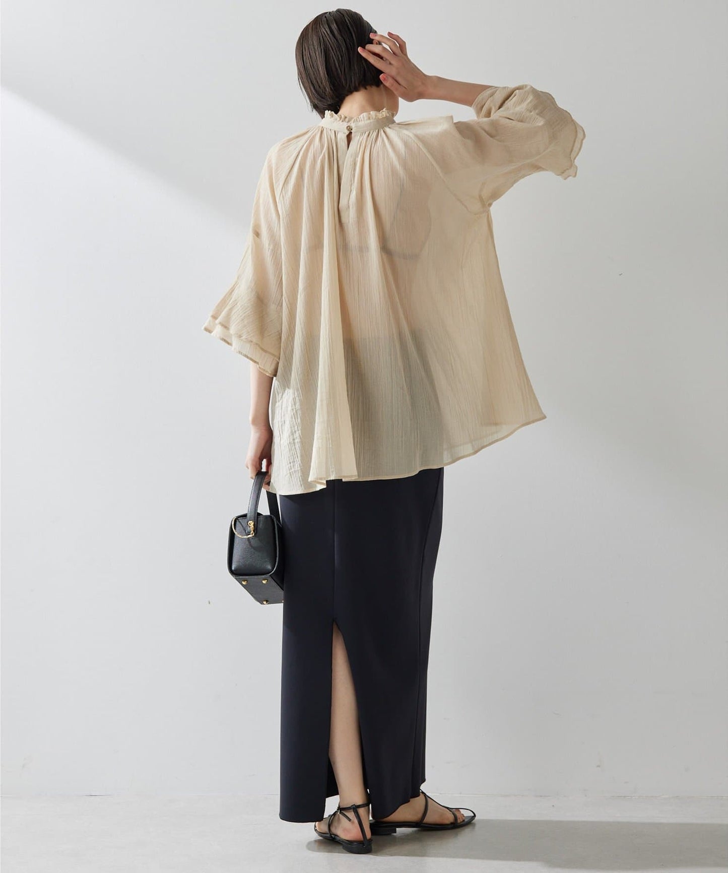 Whim Gazette Jersey I-Line Long Skirt Stretch Comfort & Elegant Silhouette