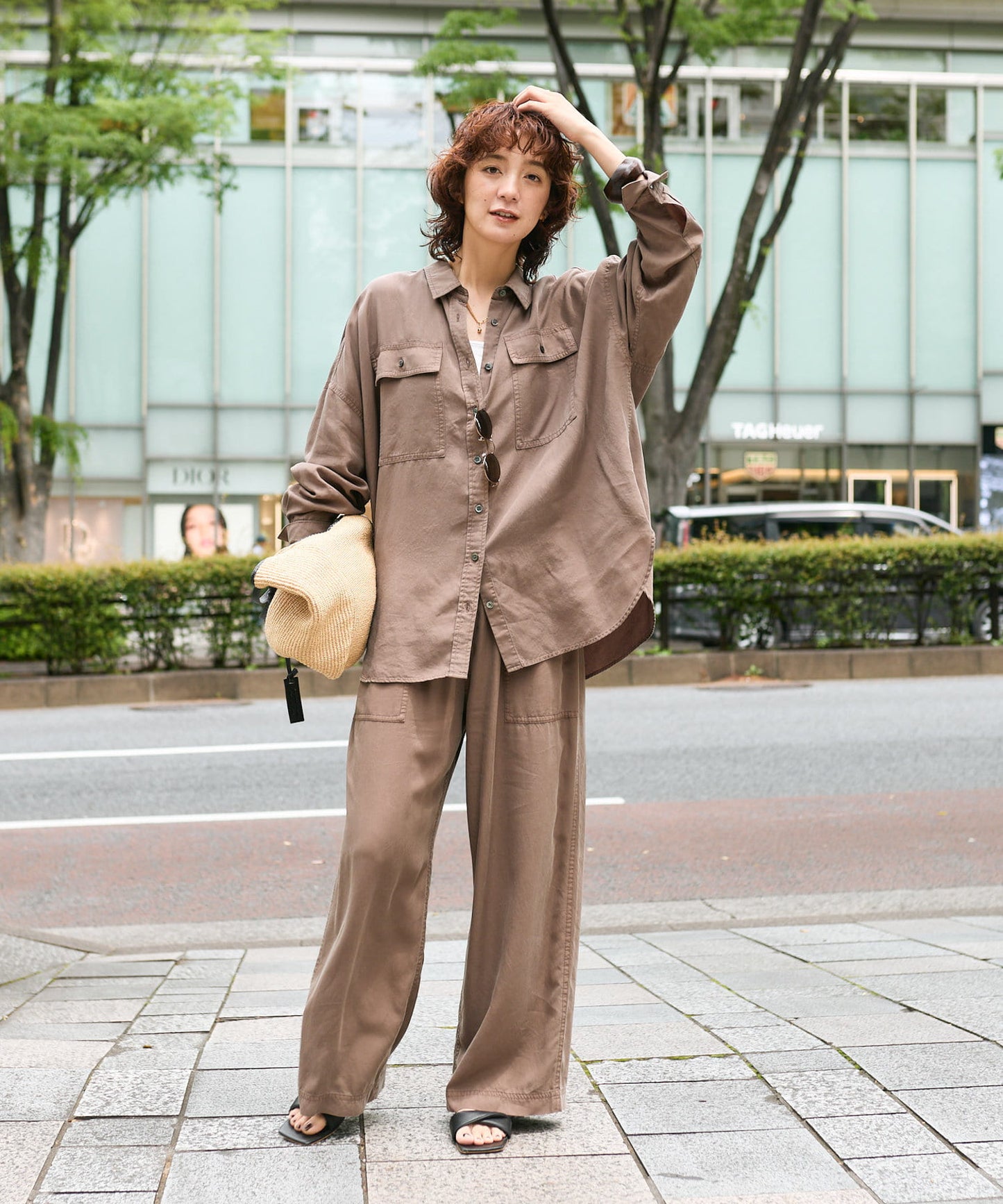 RIVE DROITE Garment-Dyed Wide Pants | Relaxed Tencel Twill | Set-Up Style Available