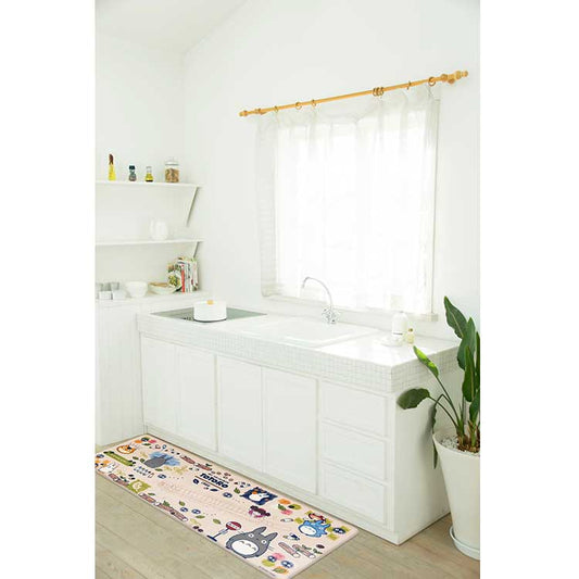 Official My Neighbor Totoro Doodle PVC Long Mat - Beige (45×90cm) - Featuring Mei & Catbus