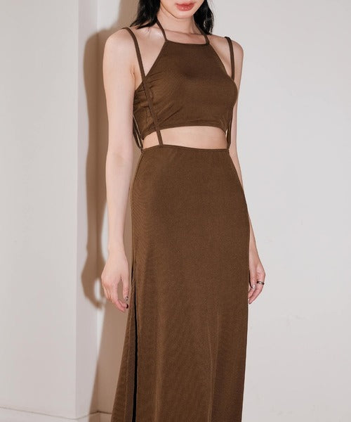 OSYAREVO Ribbed High-Neck Bikini Set with Long Skirt – Chic 3-Piece Swimsuit for Body-Flattering, Everyday Elegance