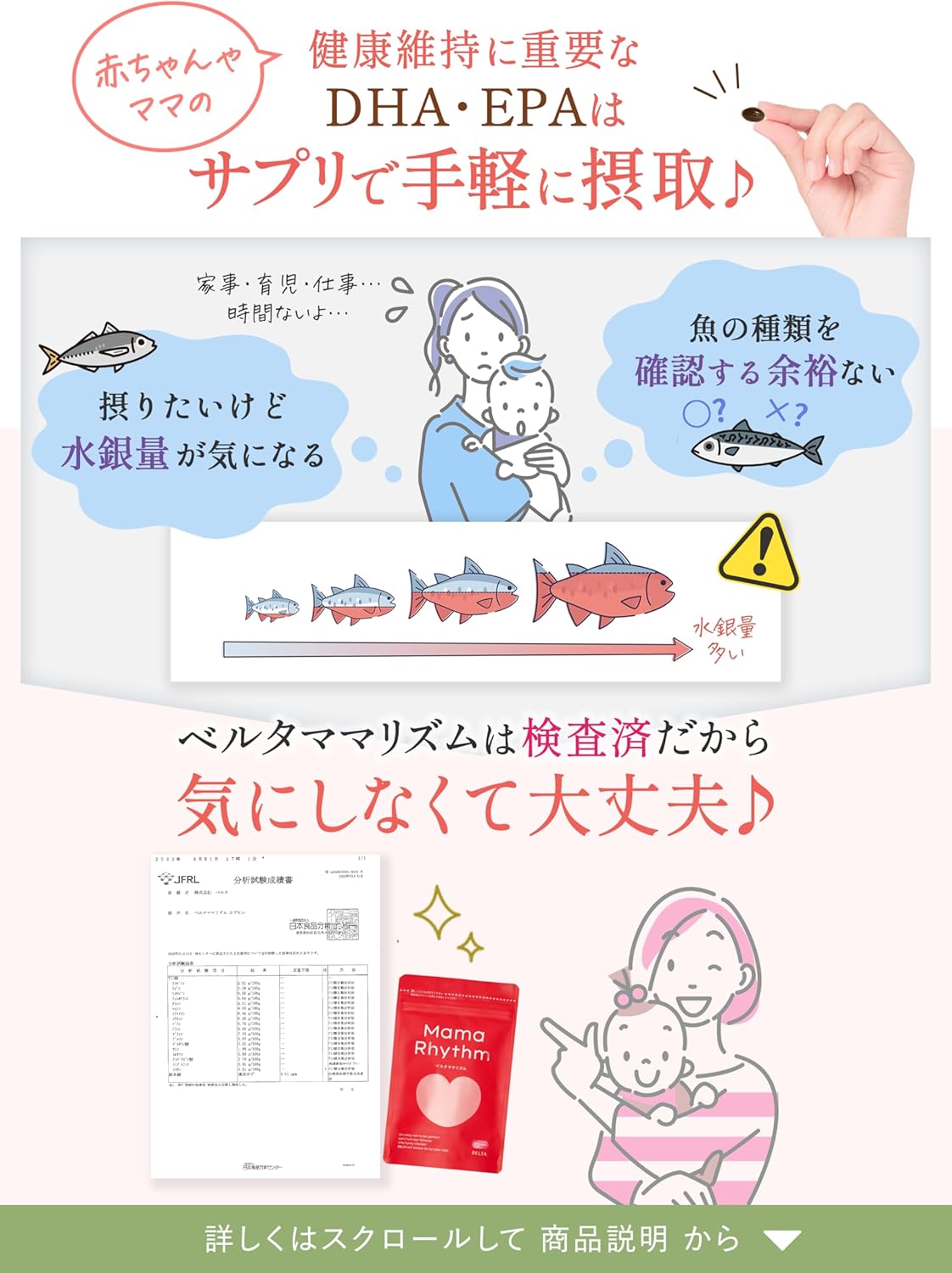 BELTA Mama Rhythm – Postpartum & Breastfeeding Supplement Folic Acid, DHA/EPA, Iron, Calcium, GABA, Liposomal Iron, Vitamin D, B2, Lactoferrin, Collagen & Placenta Made in Japan 90 Capsules (30-Day Supply)