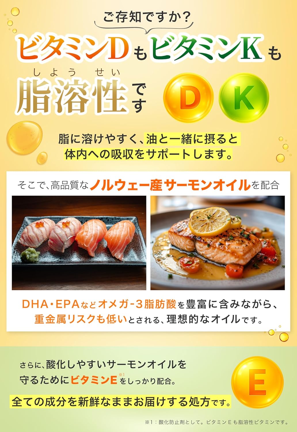 BLACK PACK Vitamin D3 2500IU + Vitamin K2 MK-7 Norwegian Salmon Oil with Omega-3 (DHA/EPA) | Vitamin E Antioxidant Non-GMO, Additive-Free, Made in Japan, GMP-Certified 60 Capsules (60-Day Supply)