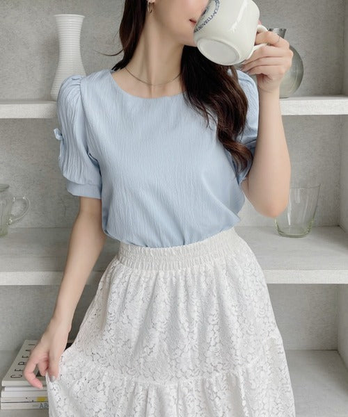 Vivid Lady Ribbon Sleeve Blouse | Balletcore-Inspired Feminine Top with Long & Short Sleeve Options