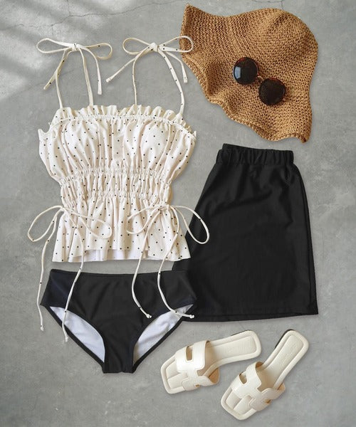 OSYAREVO 3-Piece Shirred Frill Camisole Swimsuit Set – Sweet Coverage, Flattering Shape, Everyday Versatility