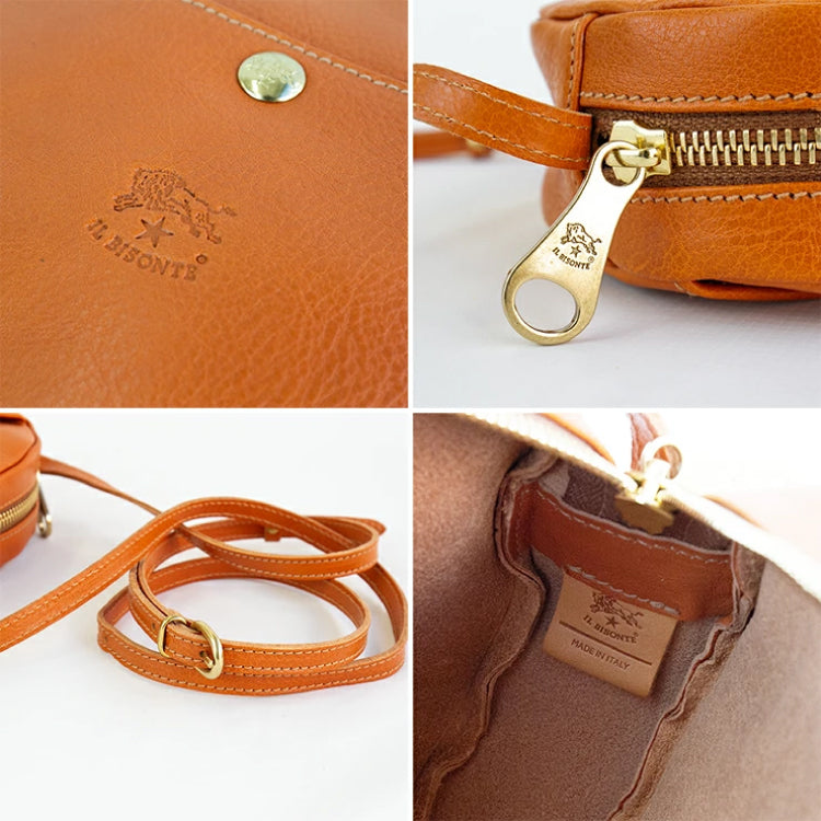 IL BISONTE Mini Crossbody Bag | Round Leather Shoulder Bag, Adjustable Strap & Unisex Style