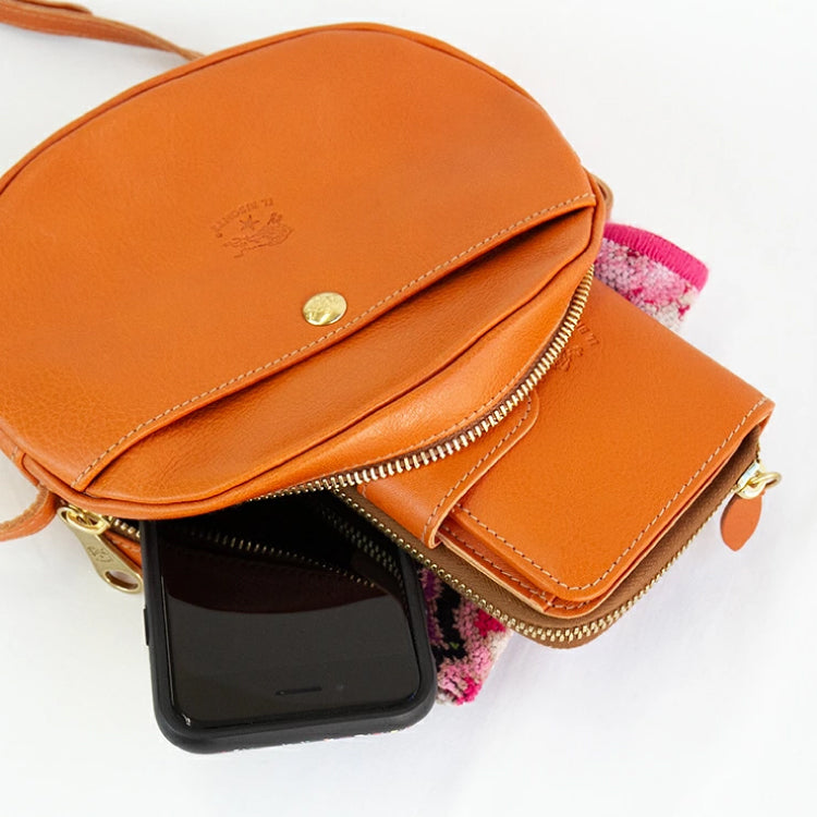 IL BISONTE Mini Crossbody Bag | Round Leather Shoulder Bag, Adjustable Strap & Unisex Style