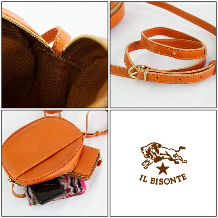IL BISONTE Mini Crossbody Bag - Circular Leather Saddle Bag (8 Color Options)