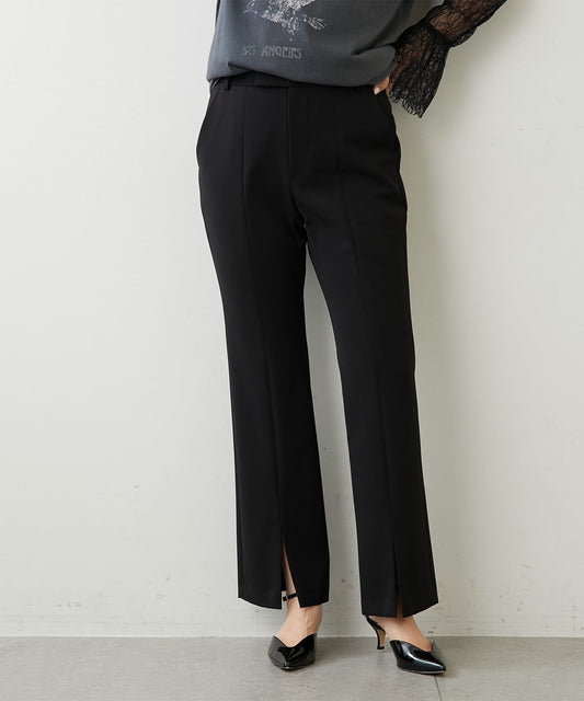 Whim Gazette Front Slit Pants | Elegant Slim Flare Trousers Made in Japan