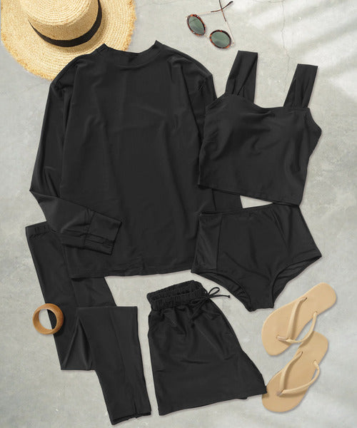 OSYAREVO Women’s 5-Piece Swimsuit Set | Rash Guard + Tankini | UV Cut 99.9% | UPF50+ | Full Coverage & Versatile for Land & Water