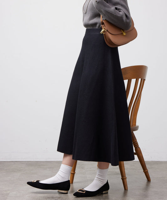 Chez toi Knit Flare Skirt Effortless Everyday Elegance with Flattering Silhouette