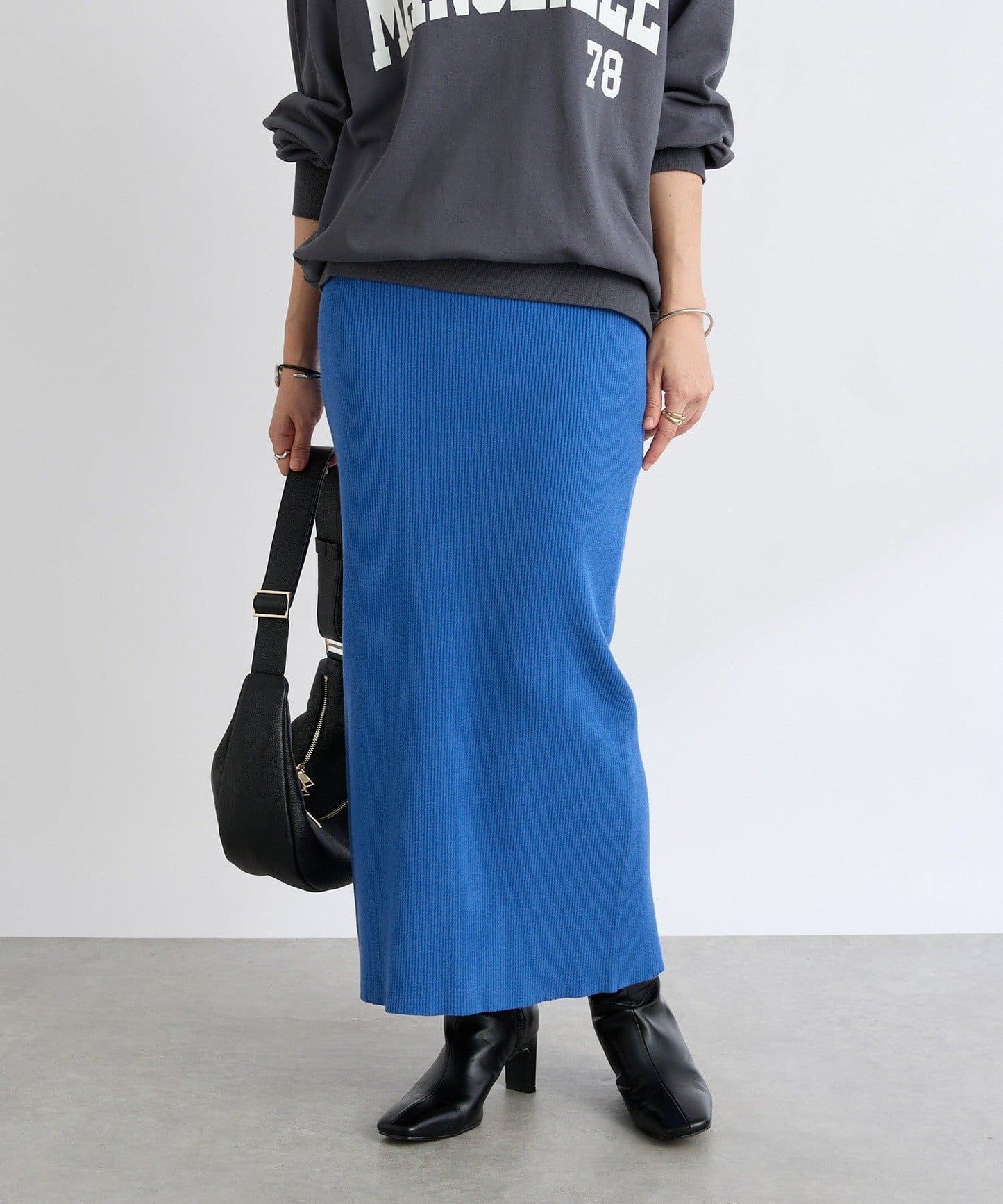 RIVE DROITE Rib Knit Tight Skirt Minus 3kg Slim Look High-Rated Comfort