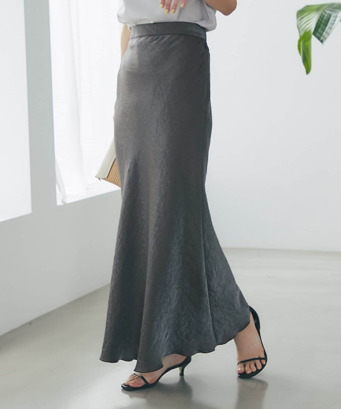La boutique BonBon Satin Long Narrow Skirt Shimmery Elegance with Petite & Tall Sizes
