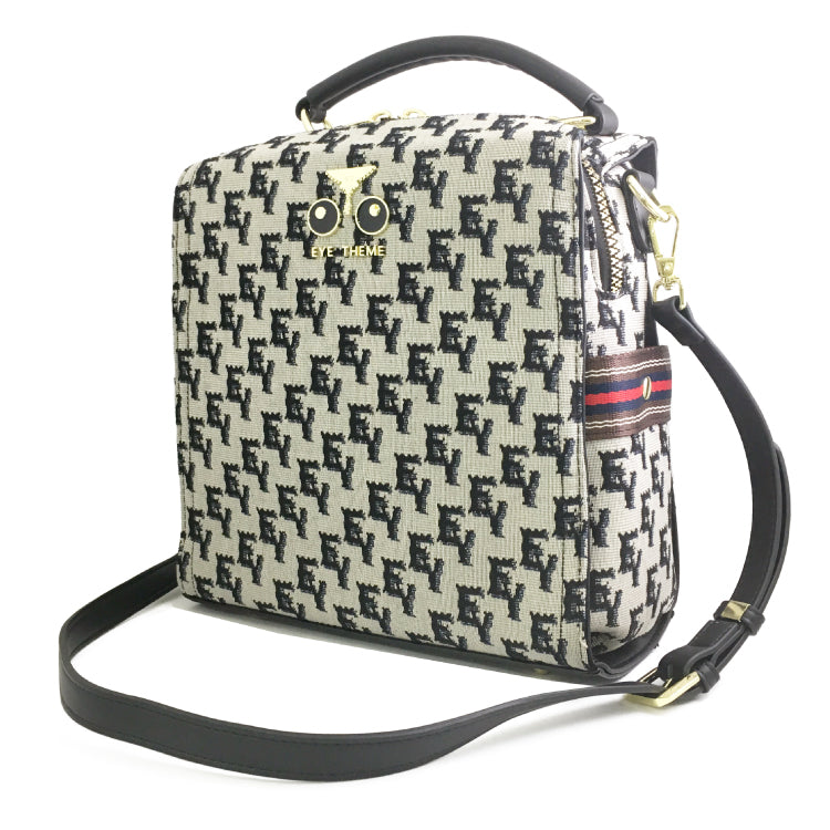 Eye Theme Stylish Jacquard 3 Way Bag with Multiple Pockets Versatile