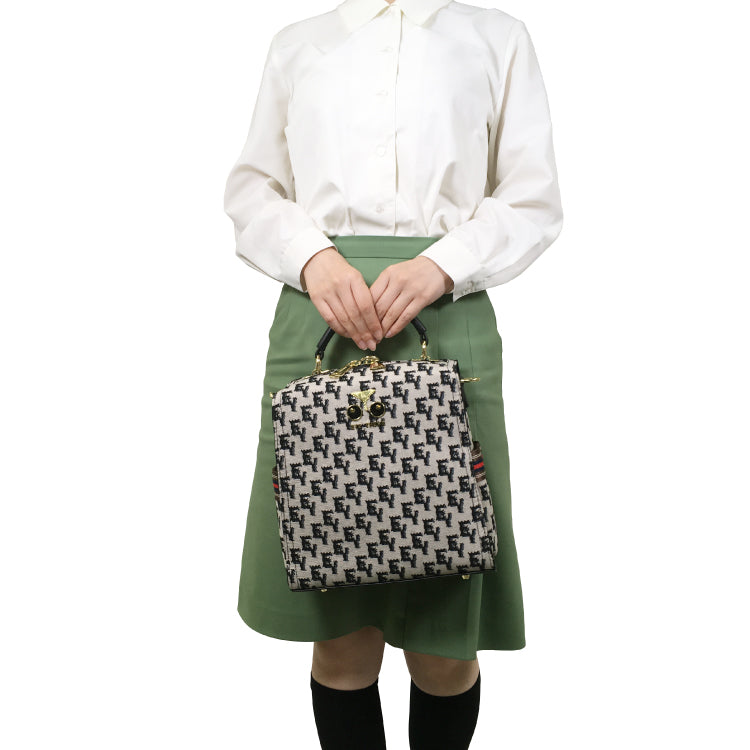 Eye Theme Stylish Jacquard 3 Way Bag with Multiple Pockets Versatile