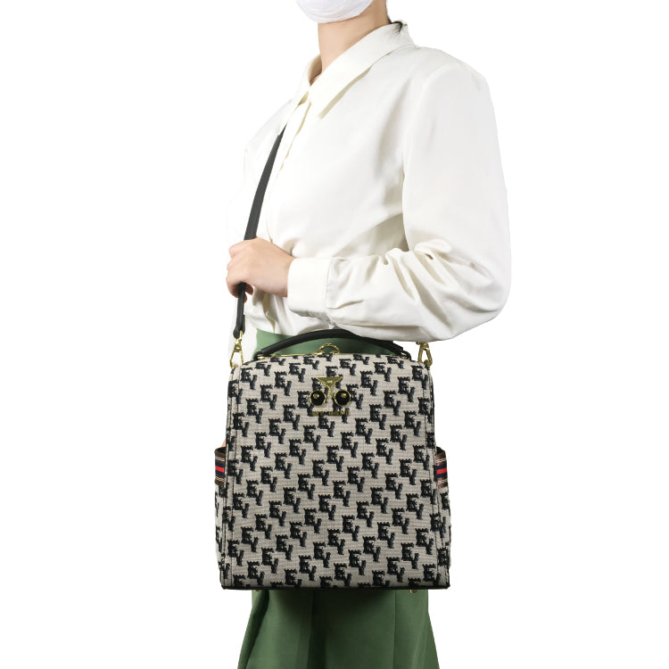 Eye Theme Stylish Jacquard 3 Way Bag with Multiple Pockets Versatile