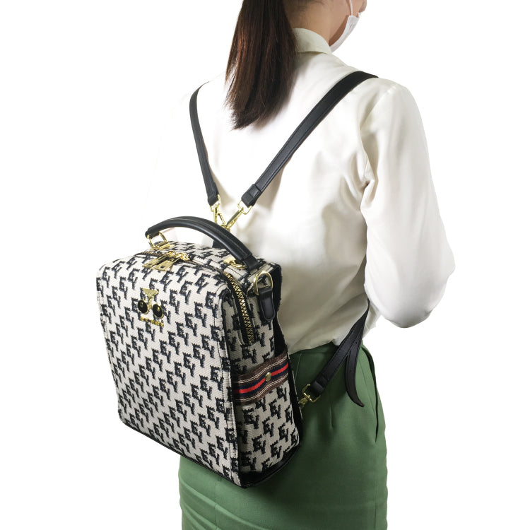 Eye Theme Stylish Jacquard 3 Way Bag with Multiple Pockets Versatile