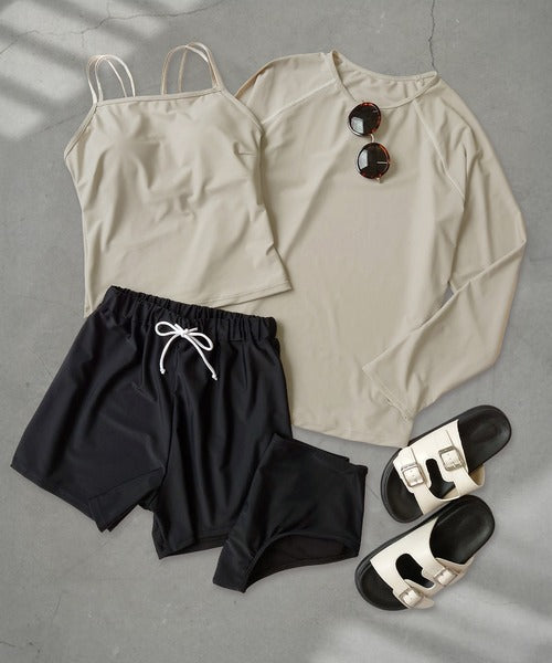 OSYAREVO Women’s 4-Piece Rash Guard Swimwear Set UV Cut 99.9% UPF50+ Tankini, Bikini, Shorts & Rash Top