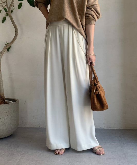 DOUDOU Minus 3kg Look Tuck Wide Pants No.1 Best-Seller, 22 Colors, 4 Lengths