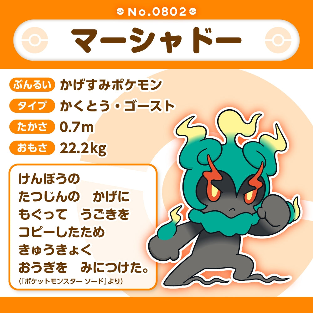 Pokémon Fit Marshadow (Full Power Form) Plush – Ghostly Fighting Spirit (Palm-Sized Collectible)