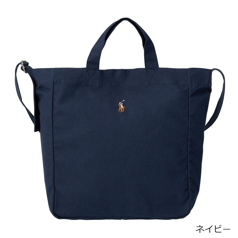 POLO RALPH LAUREN Shopper Tote – 2-Way Canvas Tote (Navy/Beige/Blue/Black)