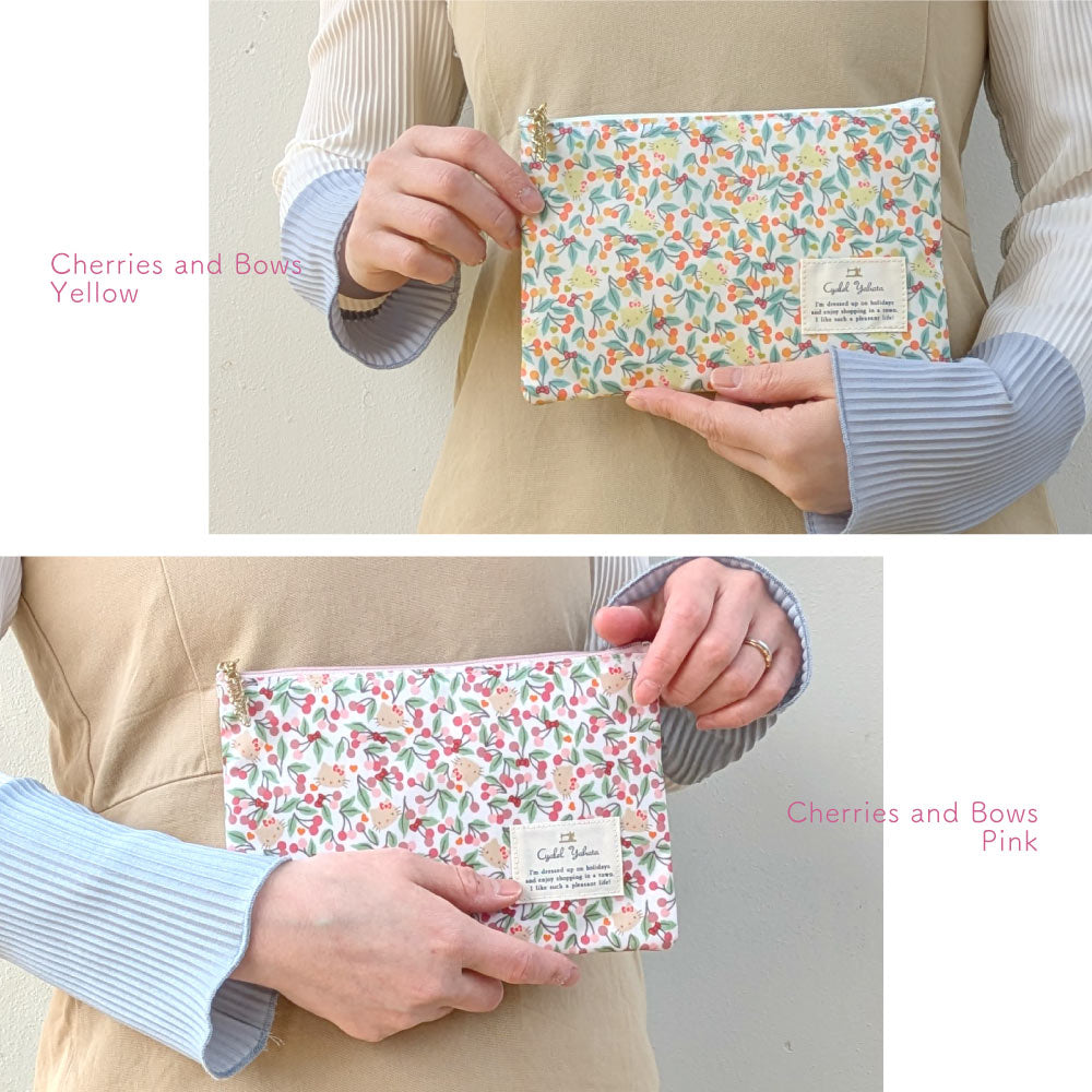 Sanrio Characters Flat Pouch | Liberty Print Multi-Case | Mother & Child Handbook, Passport, or Notebook Organizer | Hello Kitty & My Melody