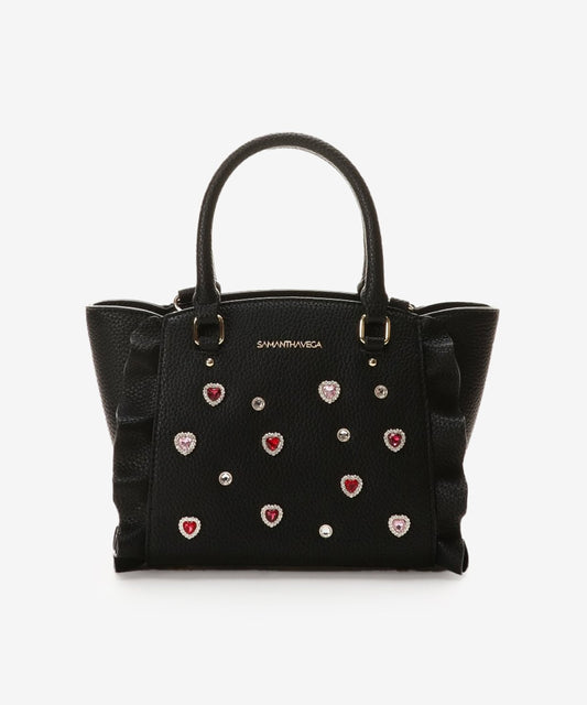 SAMANTHAVEGA Bijou Flutter Mini Bag | 2-Way Crossbody & Handbag with Jewel Heart Details