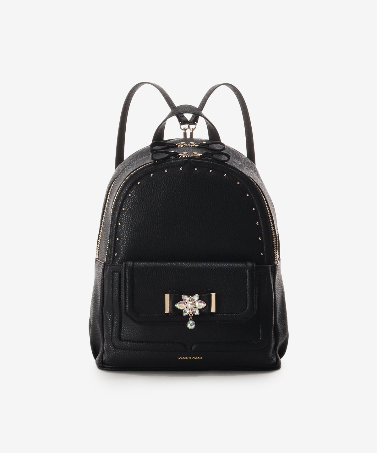 SAMANTHAVEGA Bijou Ribbon Backpack (Large) | Sparkling Ribbon Motif & Practical Storage