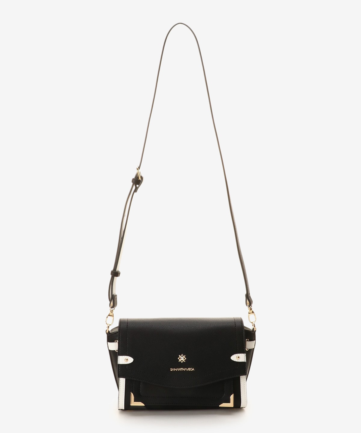 SAMANTHAVEGA Simple Bijou Shoulder Bag | Elegant Bicolor Crossbody with Sparkling Jewel Accent