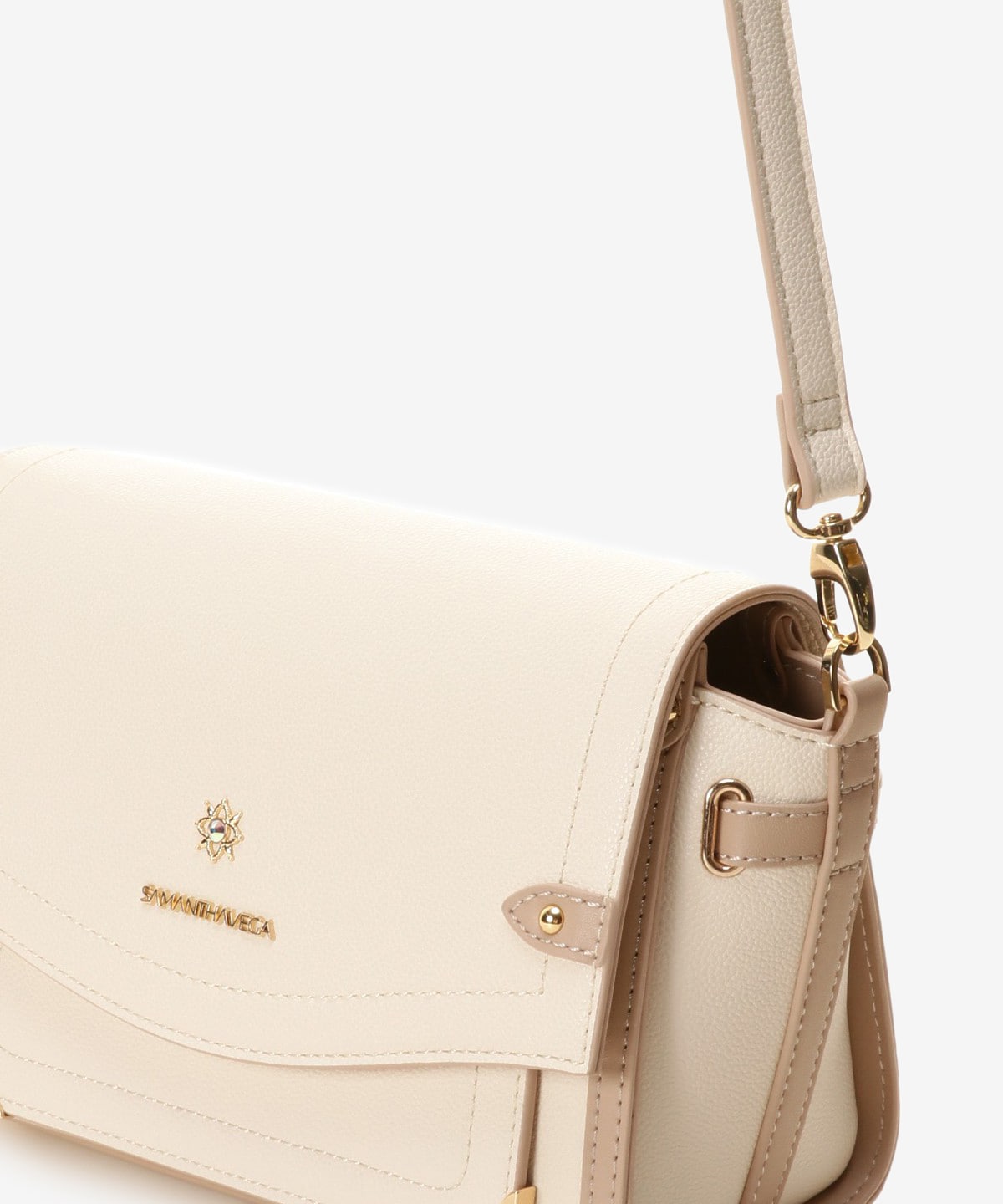 SAMANTHAVEGA Simple Bijou Shoulder Bag | Elegant Bicolor Crossbody with Sparkling Jewel Accent