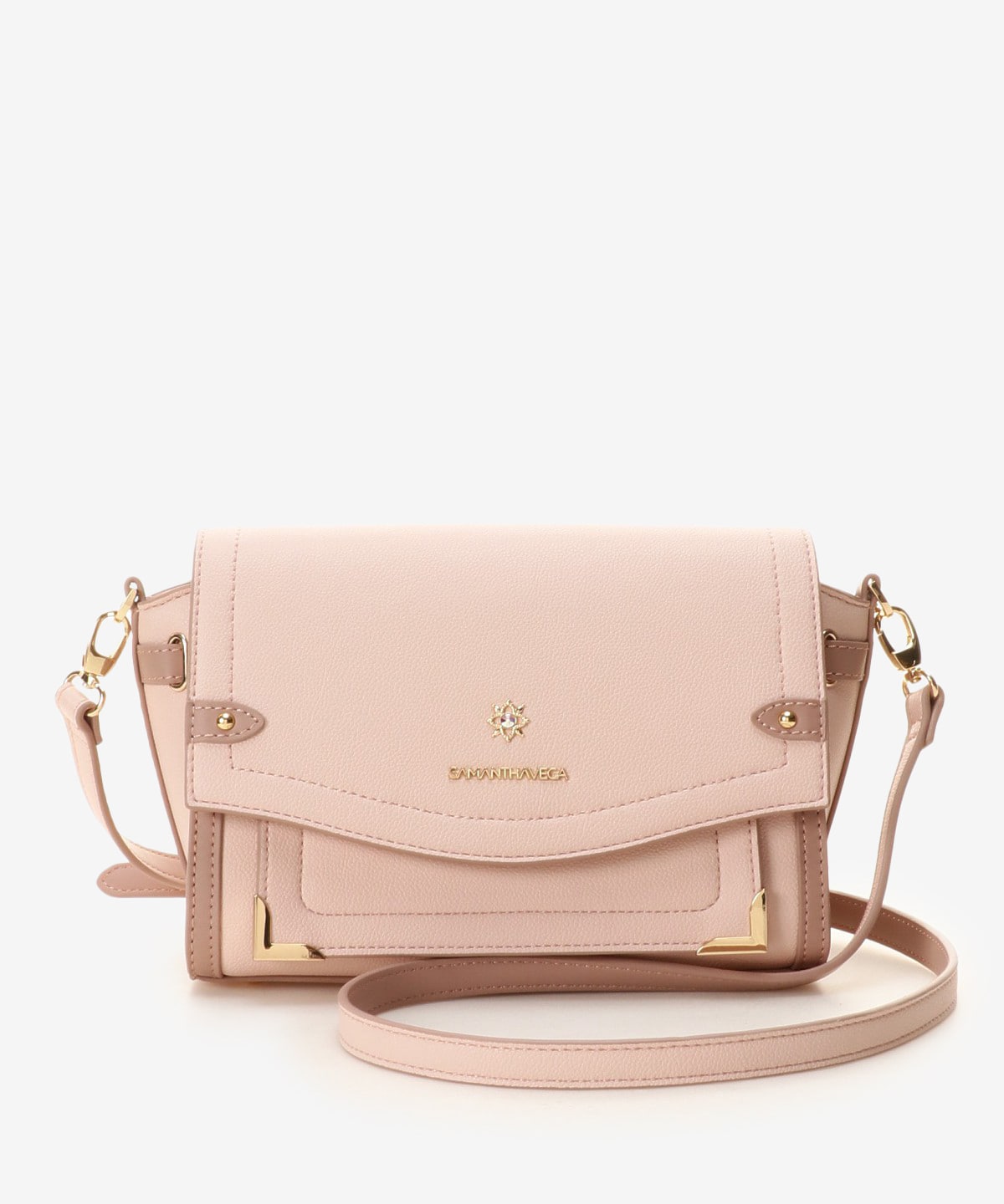 SAMANTHAVEGA Simple Bijou Shoulder Bag | Elegant Bicolor Crossbody with Sparkling Jewel Accent