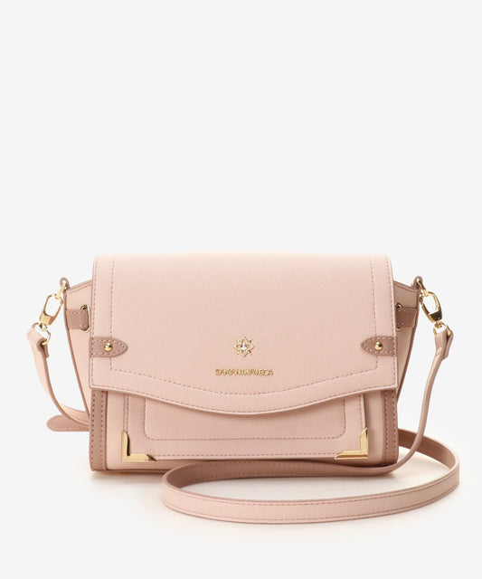 SAMANTHAVEGA Simple Bijou Shoulder Bag | Elegant Bicolor Crossbody with Sparkling Jewel Accent
