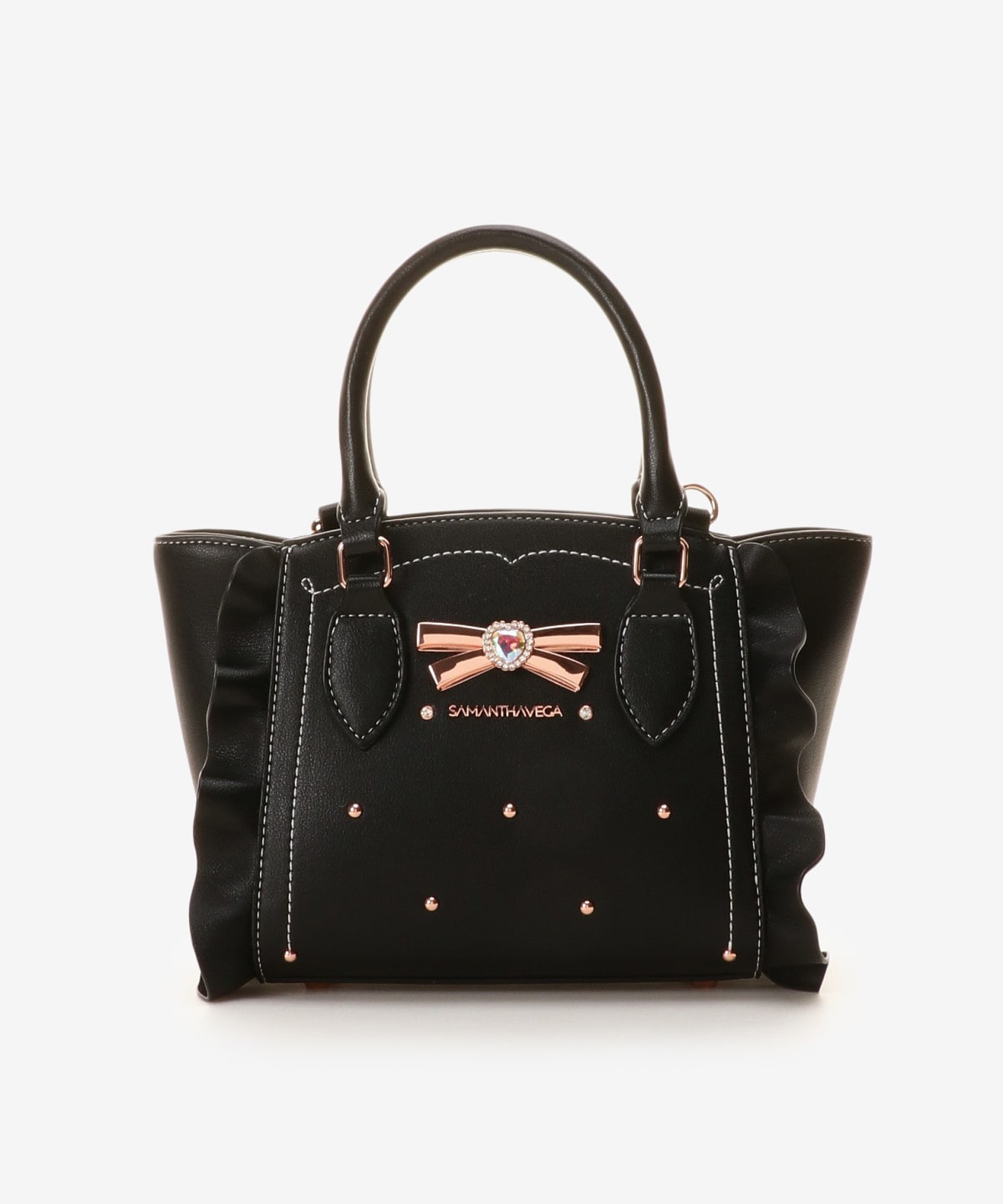 SAMANTHAVEGA Ribbon Studs Flutter Mini | 2-Way Crossbody & Handbag with Heart Details