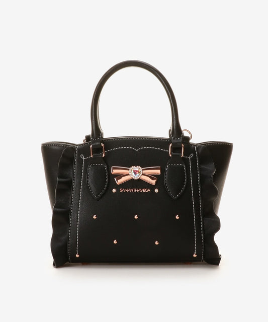 SAMANTHAVEGA Ribbon Studs Flutter Mini | 2-Way Crossbody & Handbag with Heart Details