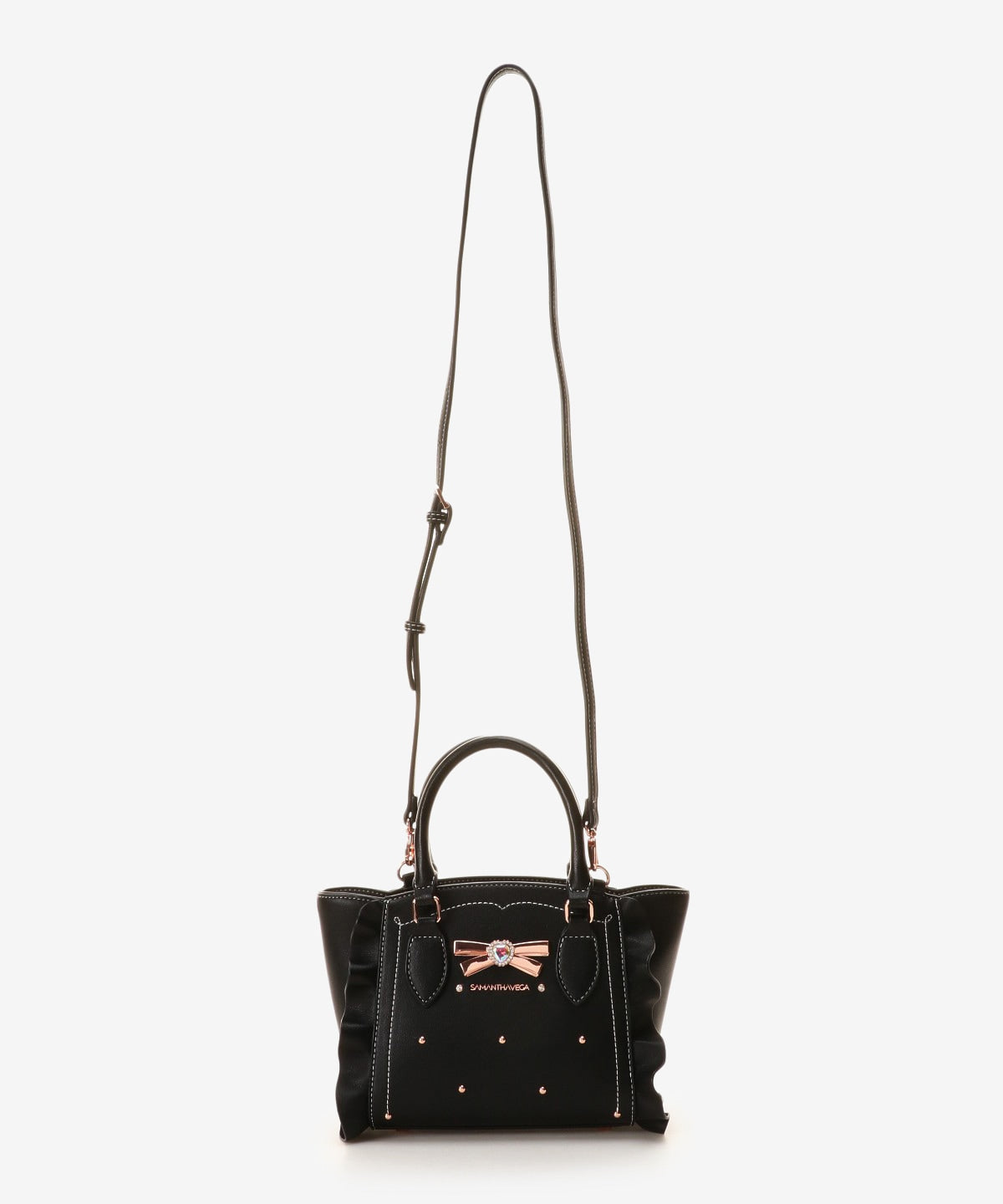 SAMANTHAVEGA Ribbon Studs Flutter Mini | 2-Way Crossbody & Handbag with Heart Details