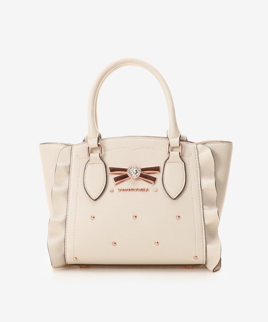 SAMANTHAVEGA Ribbon Studs Flutter Mini | 2-Way Crossbody & Handbag with Heart Details