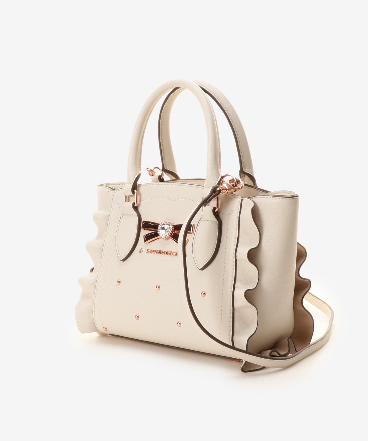 SAMANTHAVEGA Ribbon Studs Flutter Mini | 2-Way Crossbody & Handbag with Heart Details