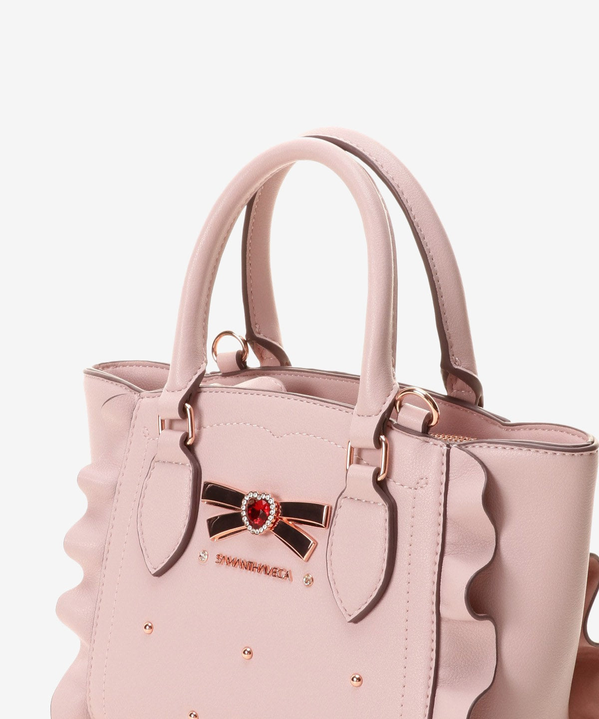 SAMANTHAVEGA Ribbon Studs Flutter Mini | 2-Way Crossbody & Handbag with Heart Details